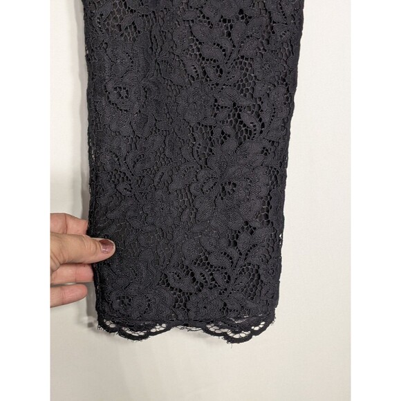 Women's Black Lace Slim Fit Ankle Length Pants Size 8 Holiday Office Party - Picture 6 of 12